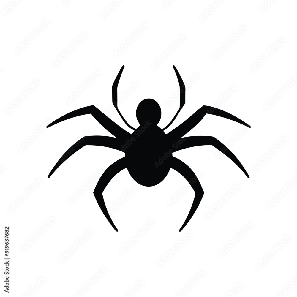 Halloween festive spider silhouette vector illustration isolated on white background Halloween festive spider silhouette vector illustration isolated on white background