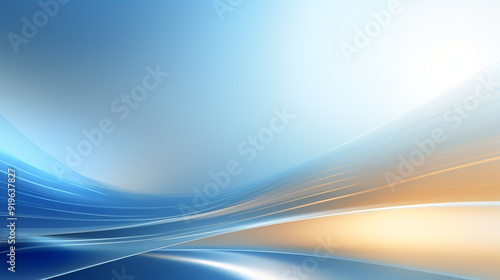 soft color background with blue waves and soft gild lines on a blue background. Blue wave gradient color background. gold curve banner design.