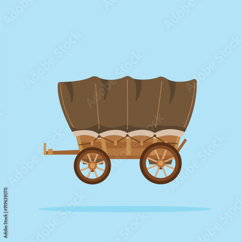 old covered wagon from the west. traditional transportation illustration. suitable for poster and web icon use