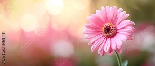  A close-up of a pink bloom with a bolt of light in the background, creating a blurry backdrop