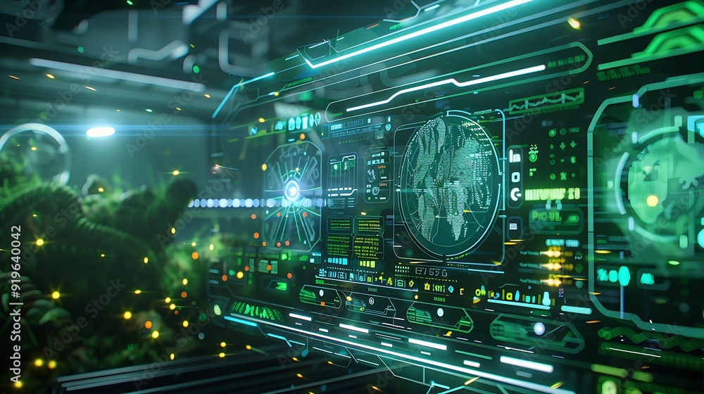 Fototapeta premium Futuristic Interface with Holographic Displays