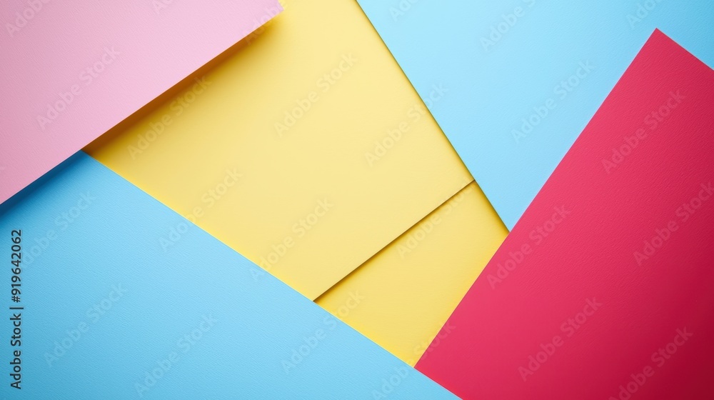 A colorful background made of paper with a yellow square in the middle A colorful background made of paper with a yellow square in the middle