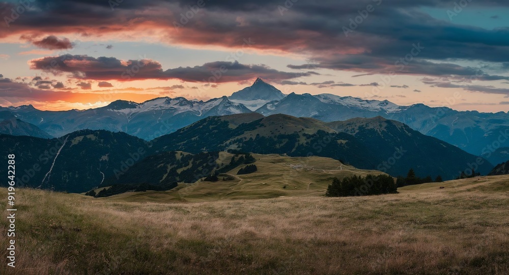 Obraz premium panorama, scenery, mountain top, mountains, clouds, winter, snow, landscape, nature, sky, blue, peak