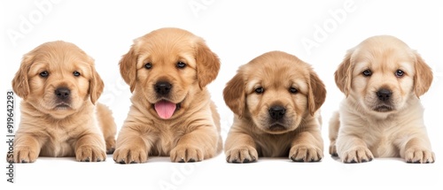  Three pupettes seated side by side on a pristine white backdrop, gazing straight at the lens