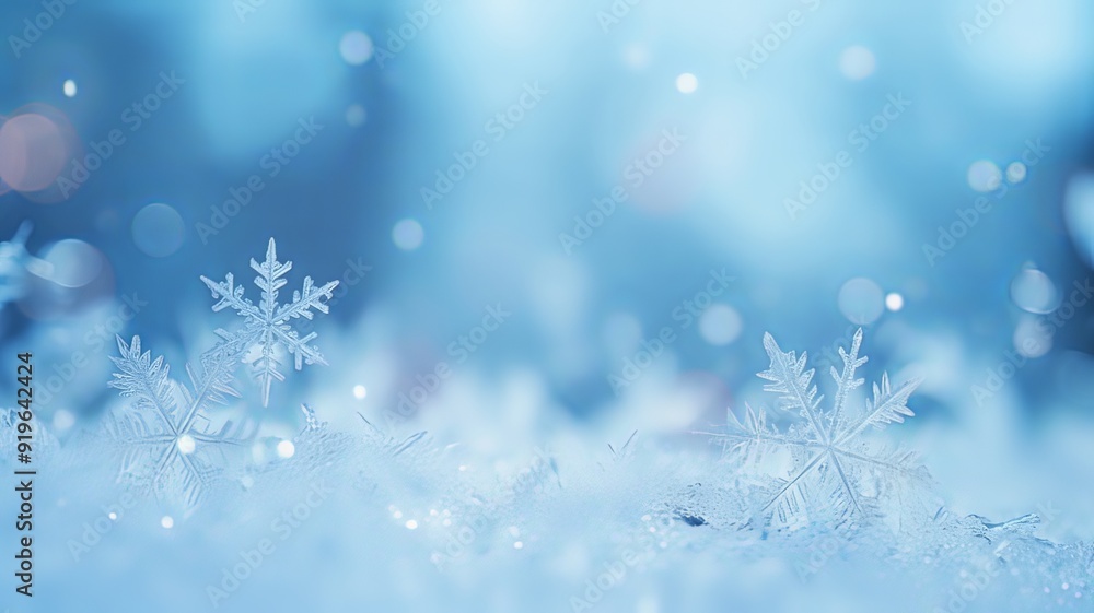 A blue background with snowflakes on it A blue background with snowflakes on it