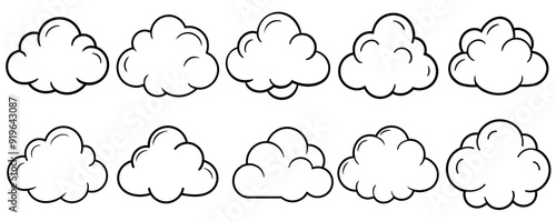 Cloud outline coloring book page for kids