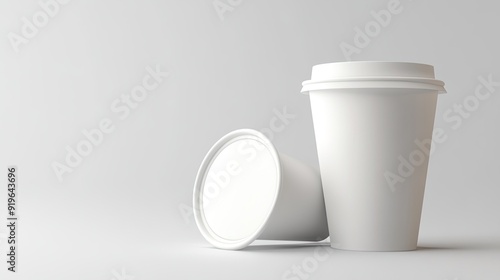 Wallpaper Mural Two White Paper Cups on a White Background. Torontodigital.ca