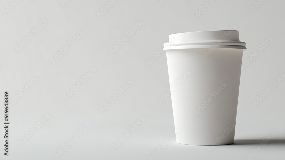 White disposable coffee cup with lid on a white background. White disposable coffee cup with lid on a white background.