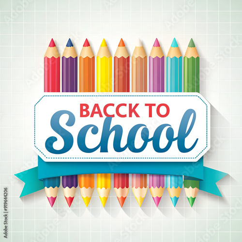 Back to school poster with colorful pencils