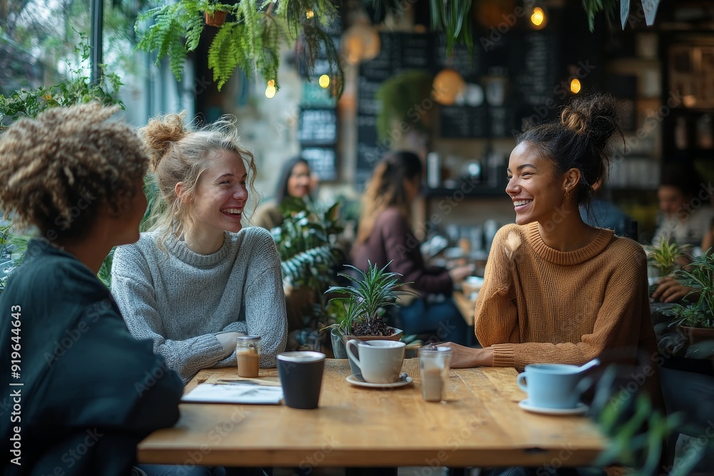 Friends having great time at a coffee shop, Generative AI Friends having great time at a coffee shop, Generative AI