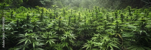 Dense marijuana plantations hiden in bamboo forest photo