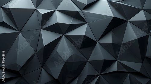 Contemporary interior design background: black 3d polygon wall for modern spaces and futuristic concepts