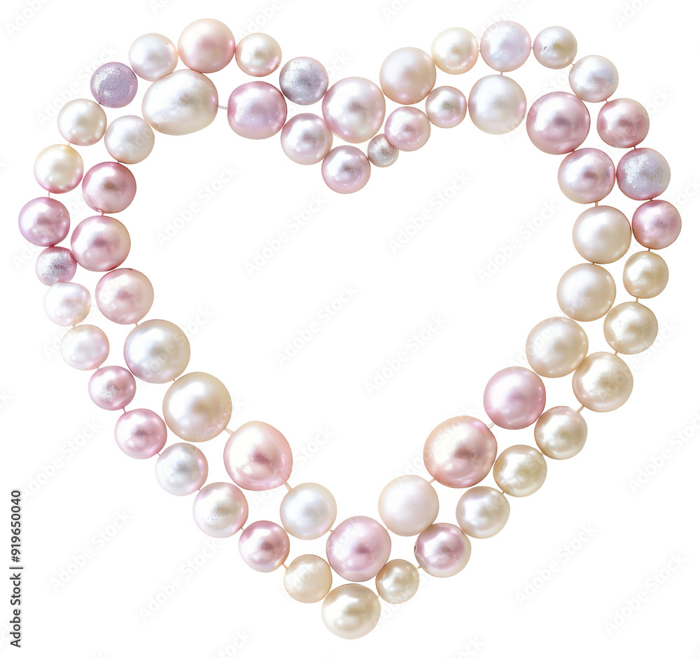 PNG Elegant heart-shaped pearl arrangement PNG Elegant heart-shaped pearl arrangement