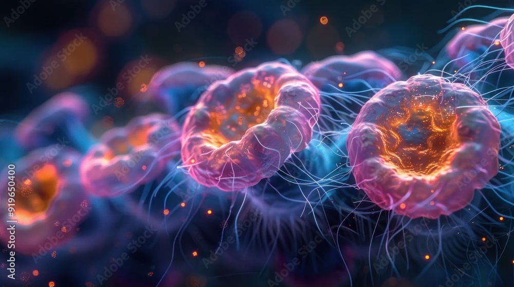 Abstract 3D Render of Bioluminescent Organisms Abstract 3D Render of Bioluminescent Organisms