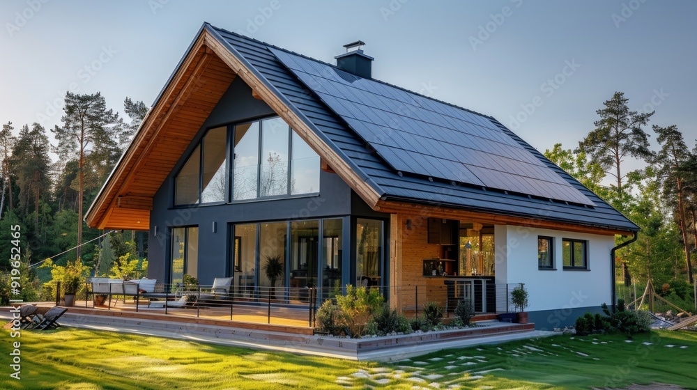 Modern House with Solar Panels Modern House with Solar Panels