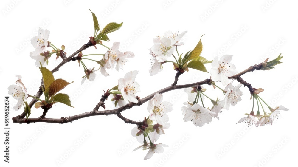Lush pink flowering branches against a white background Lush pink flowering branches against a white background