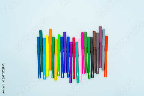 Colorful Sign Pens Mocku p in an Office Setting Isolated White Background Pen Colors Highlighter
