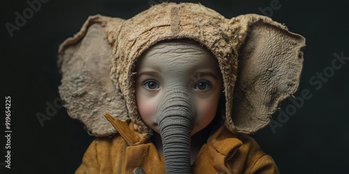 little kid dressed in the costium af an elephant photo