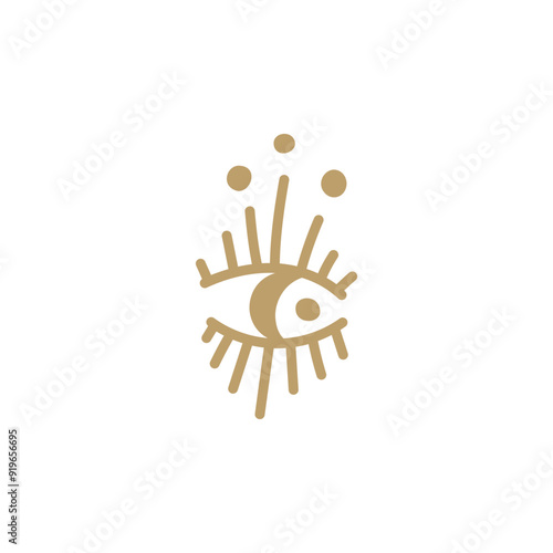 Mystical occult symbol, flat vector art on isolated background.