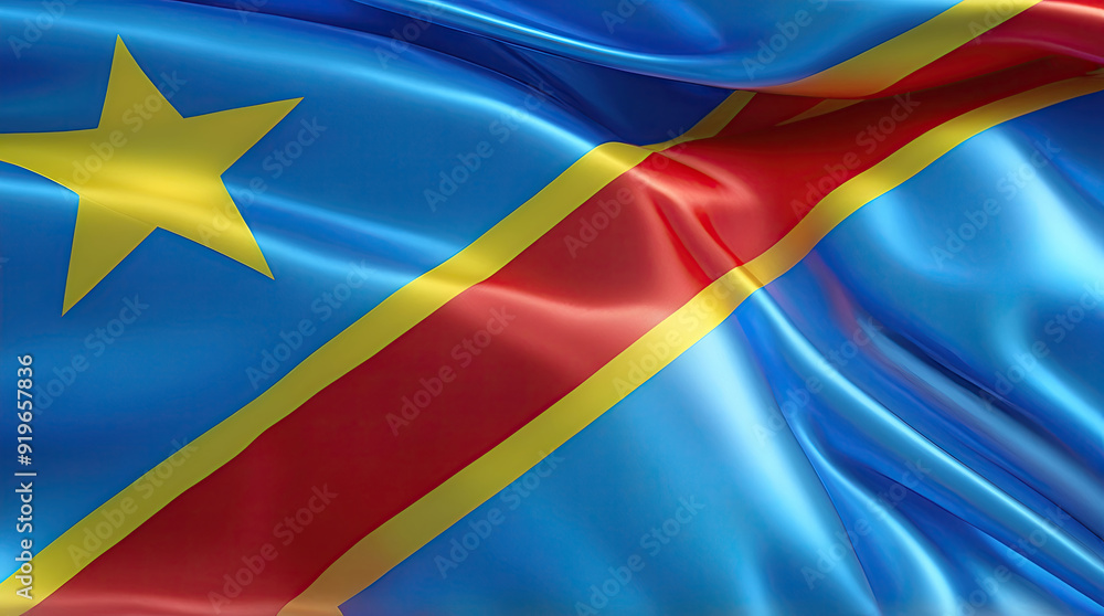 congolese flag for national Day or Independence Day of democratic republic of the congo congolese flag for national Day or Independence Day of democratic republic of the congo