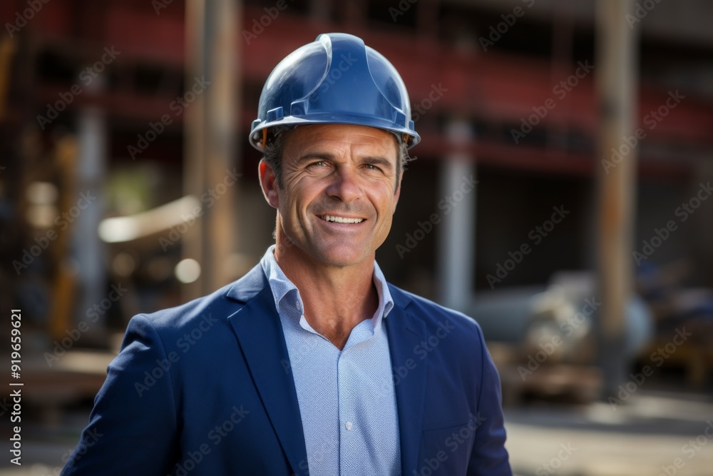 Portrait of a middle aged businessman on construction site Portrait of a middle aged businessman on construction site