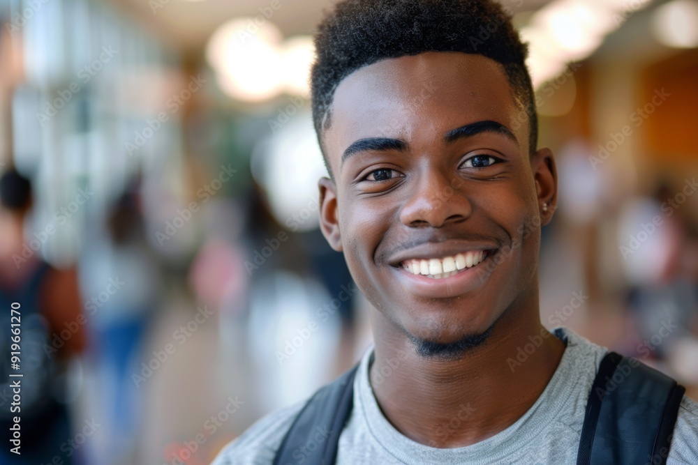 Smiling portrait of a African American male student Smiling portrait of a African American male student