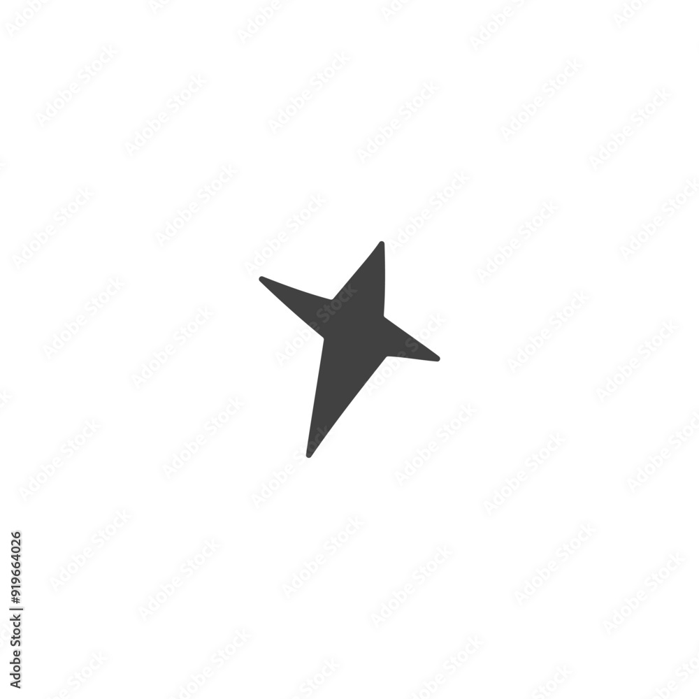 Black and white sketch of a four-pointed star on an isolated background. Black and white sketch of a four-pointed star on an isolated background.