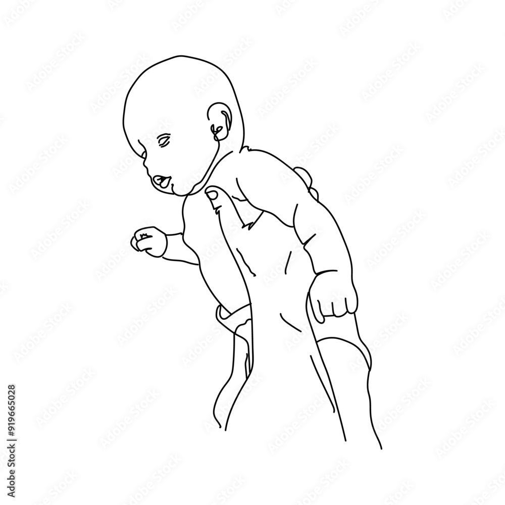 dessin en ligne continue d'un bébé tenue à bout de bras, line art, vecteur dessin en ligne continue d'un bébé tenue à bout de bras, line art, vecteur