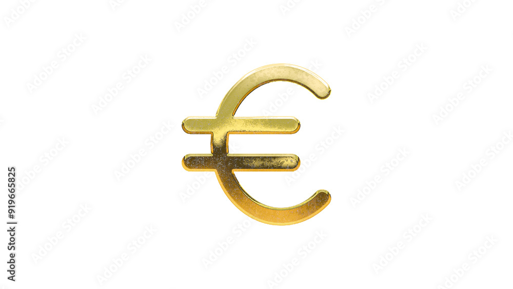 Fototapeta premium Currency money gold sign on white background cut out isolated