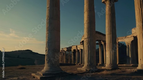 ruins of ancient city architecture, ancient, ruins, history, building,  colorful lights HD resolution with hyper realistic 4K Background.