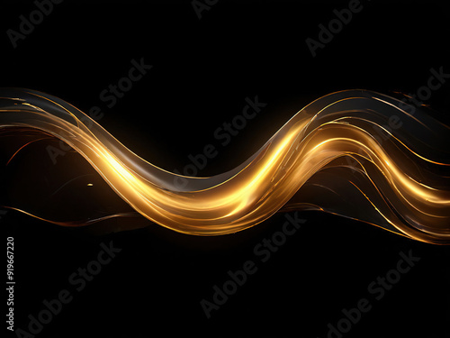 Abstract golden wave on black background.