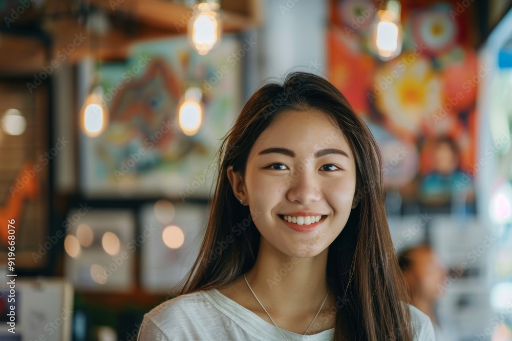 Portrait of a smiling young Asian woman small business owner Portrait of a smiling young Asian woman small business owner