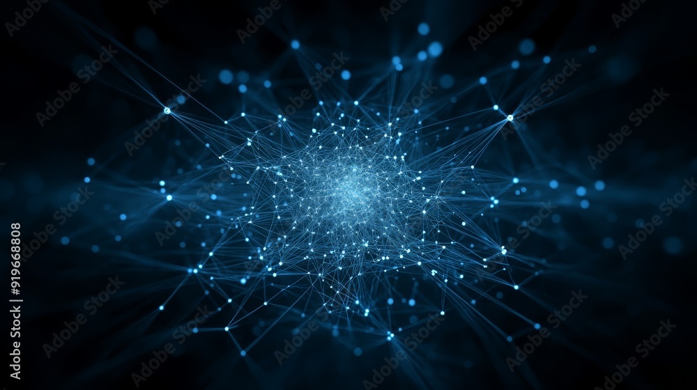 Abstract blue network of interconnected nodes Abstract blue network of interconnected nodes