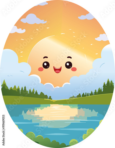 Sticker de sol con carita feliz
