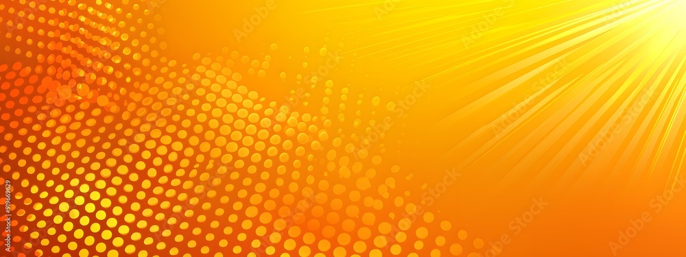 A vibrant orange digital wave with a dotted pattern and light rays, creating a dynamic and energetic visual effect. A vibrant orange digital wave with a dotted pattern and light rays, creating a dynamic and energetic visual effect.
