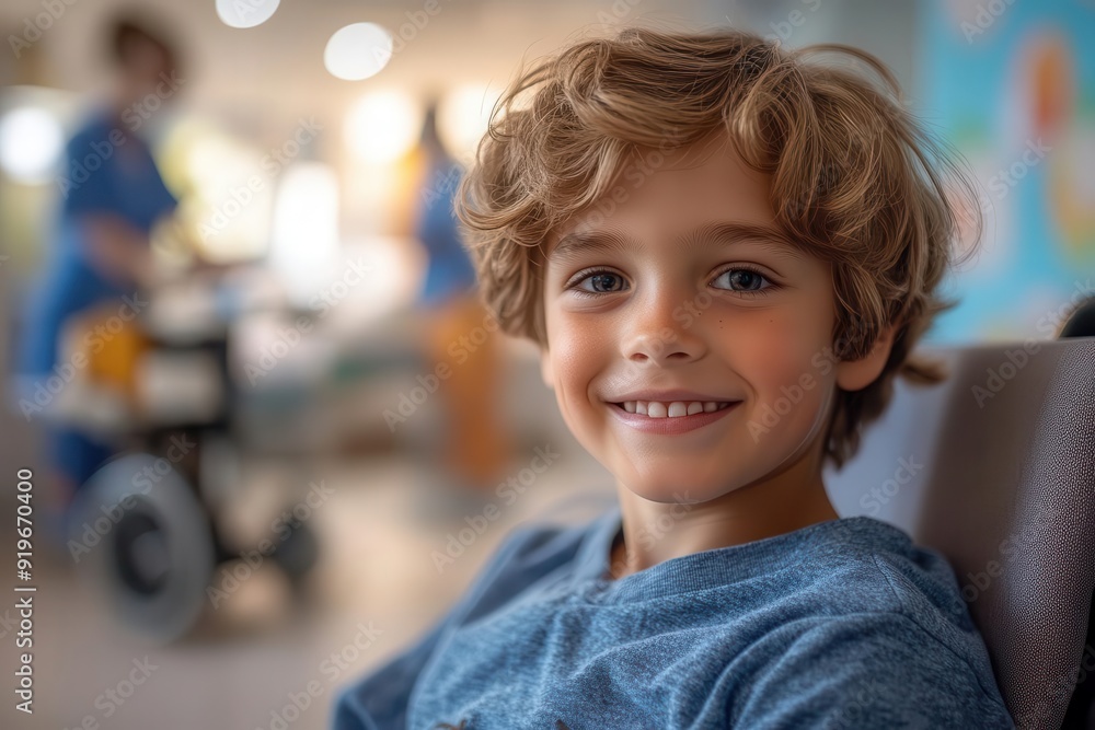 heartwarming scene of inclusive healthcare young boy in wheelchair smiling brightly in modern pediatric ward caring medical staff and colorful childfriendly decor heartwarming scene of inclusive healthcare young boy in wheelchair smiling brightly in modern pediatric ward caring medical staff and colorful childfriendly decor