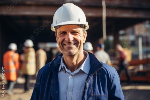 Portrait of a middle aged businessman on construction site