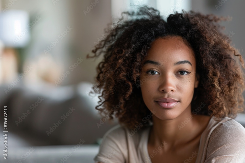 Portrait of a African American woman in modern home Portrait of a African American woman in modern home