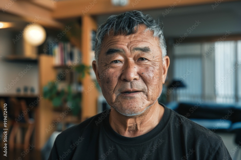Portrait of a middle aged Asian man in modern home Portrait of a middle aged Asian man in modern home