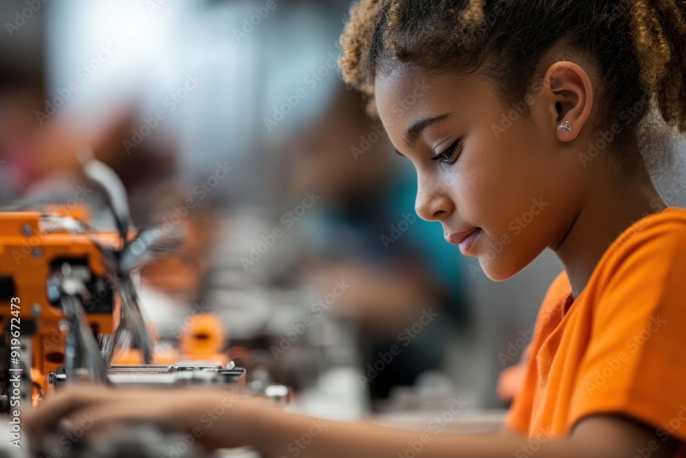Student Engaged in Robotics Project at School Student Engaged in Robotics Project at School