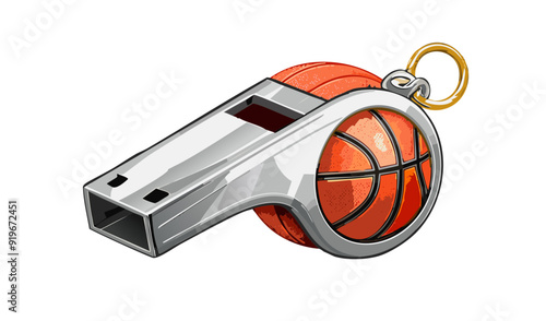 Whistle with basketball ball design on it
