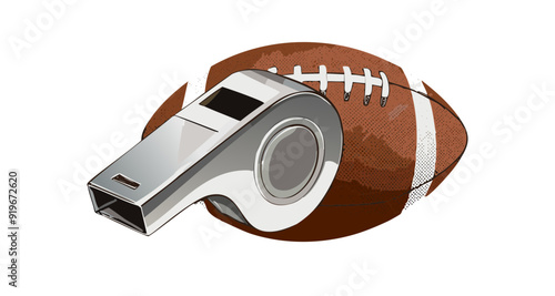 Football ball and whistle