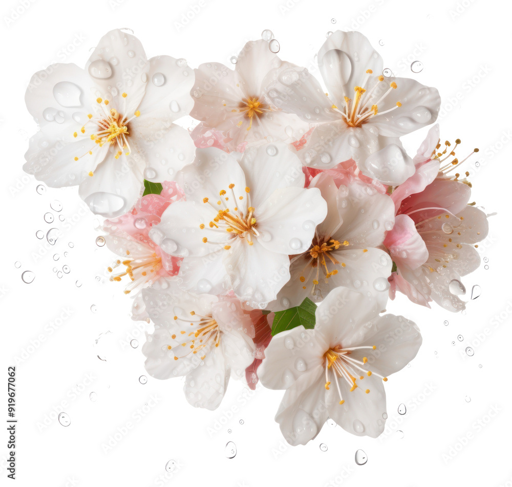 Fresh cherry blossoms with droplets Fresh cherry blossoms with droplets