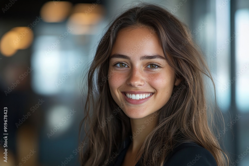 Young business professional smiling at camera, Generative AI Young business professional smiling at camera, Generative AI
