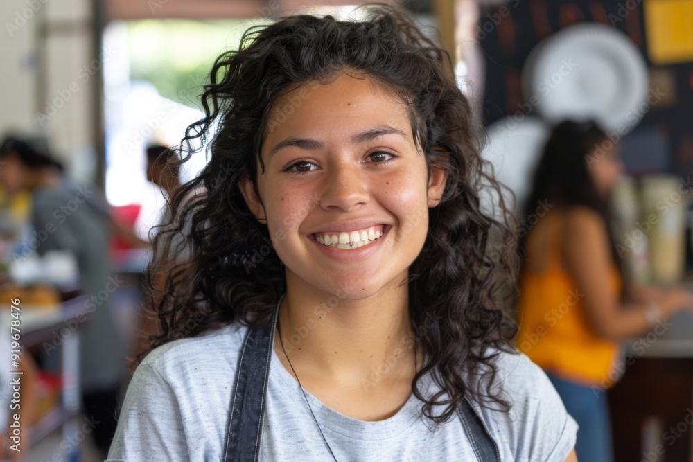 Portrait of a smiling young female volunteer at community center Portrait of a smiling young female volunteer at community center