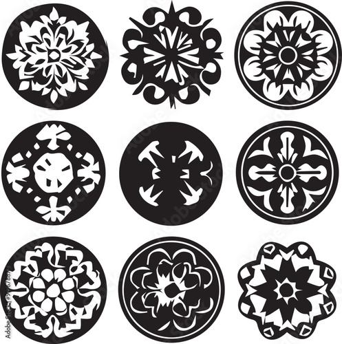 Modern Mosh Angel  Black Silhouette Design Elements