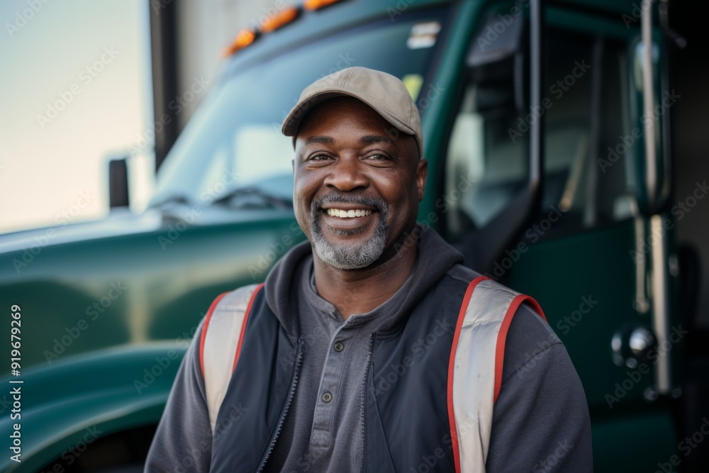Portrait of a middle aged male truck driver Portrait of a middle aged male truck driver