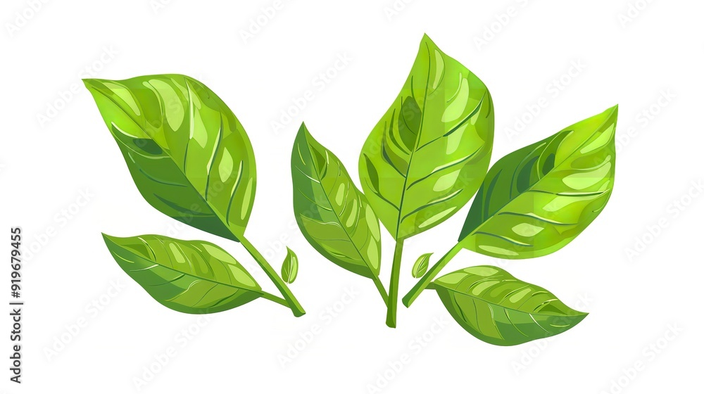 Fototapeta premium white backdrop with a symbol of green leaves, Generative AI.