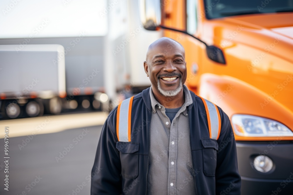 Portrait of a middle aged male truck driver Portrait of a middle aged male truck driver