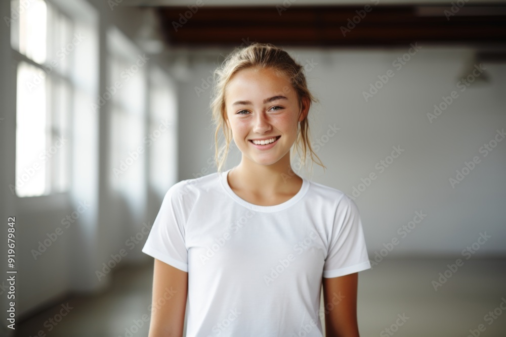 Smiling portrait of a female Caucasian teenage basketball player Smiling portrait of a female Caucasian teenage basketball player
